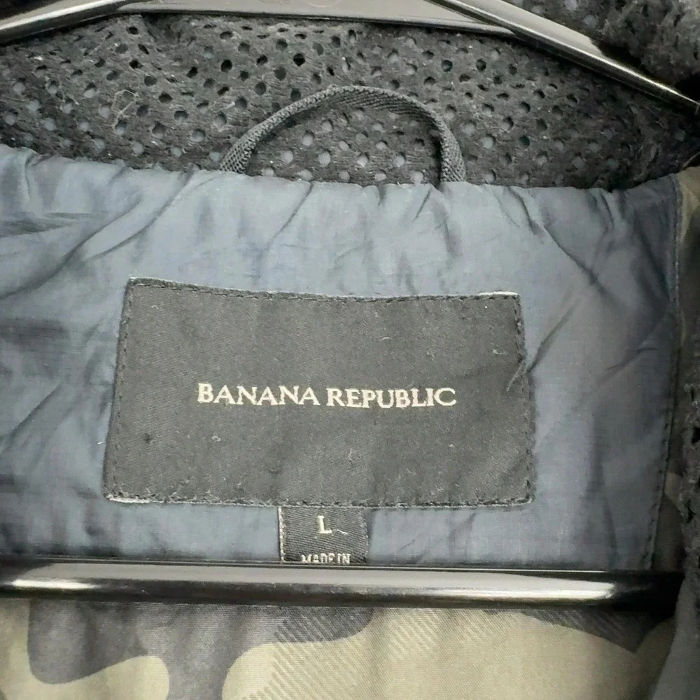 Banana‎ Republic Puffer Vest Mens L Black Polyester Quilted Camo Lined Gorpcore
